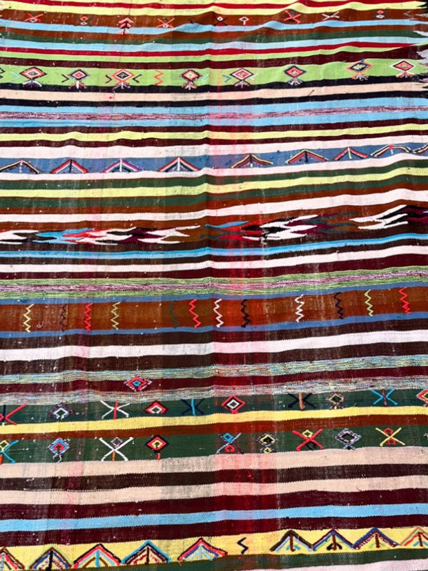 Handwoven Moroccan Striped Rug (11.4 x 4.8 ft)