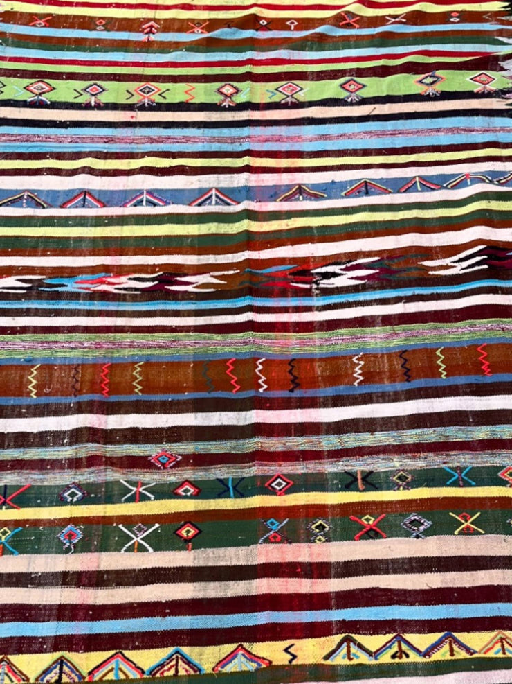 Handwoven Moroccan Striped Rug (11.4 x 4.8 ft)
