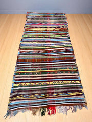 Handwoven Moroccan Striped Rug (11.4 x 4.8 ft)