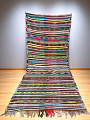 Handwoven Moroccan Striped Rug (11.4 x 4.8 ft)