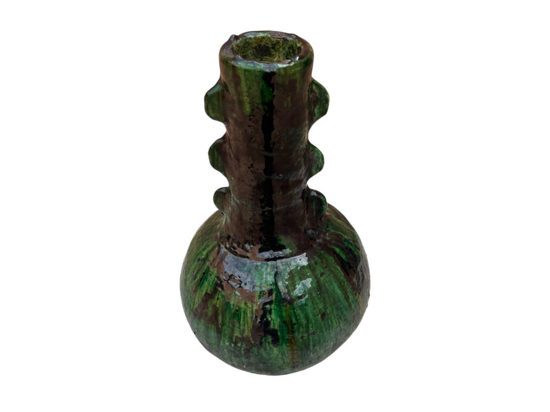 Artisan Handmade Moroccan Tamegroute Green Glazed  Vase