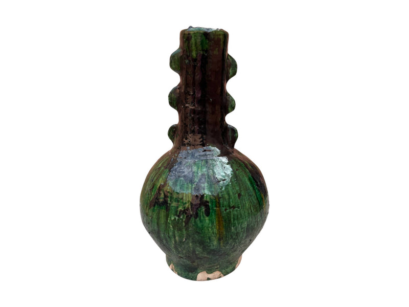 Artisan Handmade Moroccan Tamegroute Green Glazed  Vase