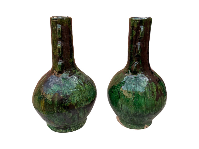 Artisan Handmade Moroccan Tamegroute Green Glazed  Vase