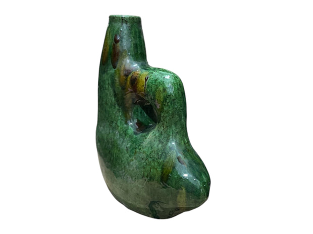 green fish ceramic vase