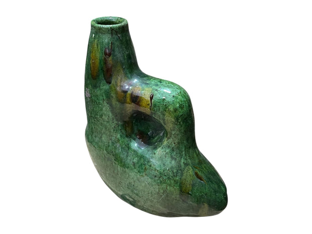 green fish ceramic vase