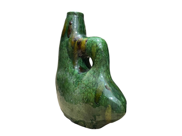 green fish ceramic vase