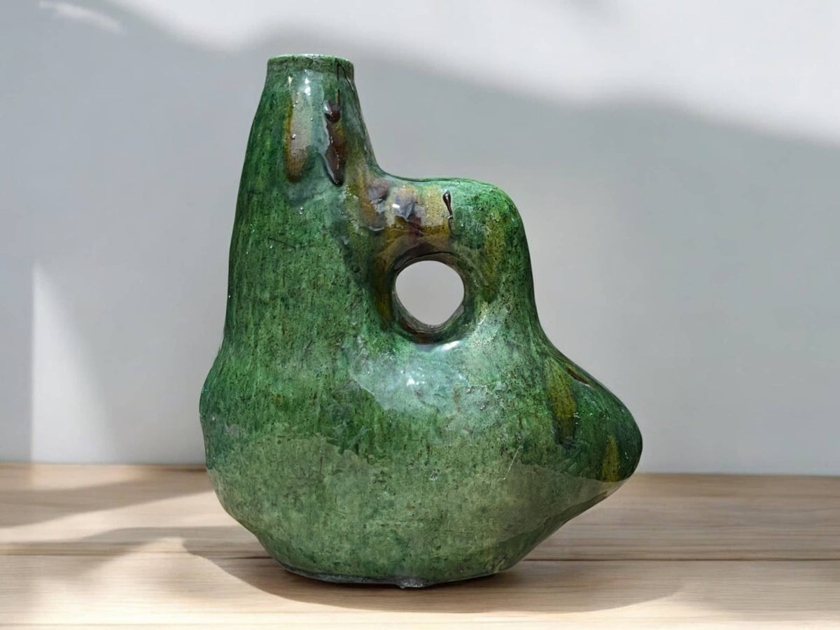 green fish ceramic vase