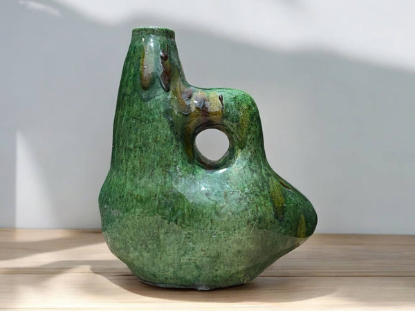 green fish ceramic vase