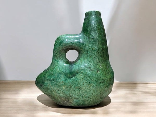 green fish ceramic vase