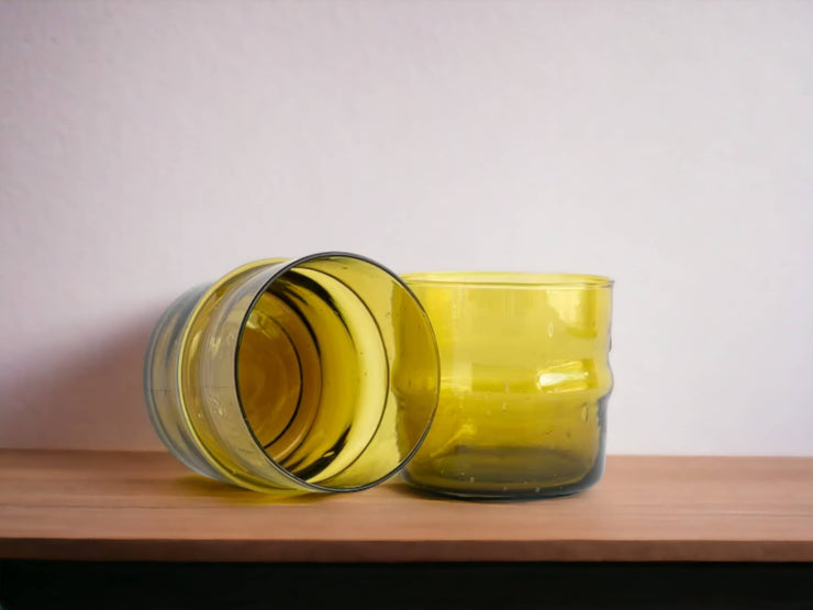 Handblown Glasses, Set of 6  Glasses, Recycled Tumbler, Sustainable, handmade, Handblown Glass, Coloured glass, Moroccan Recycled Glass Cups