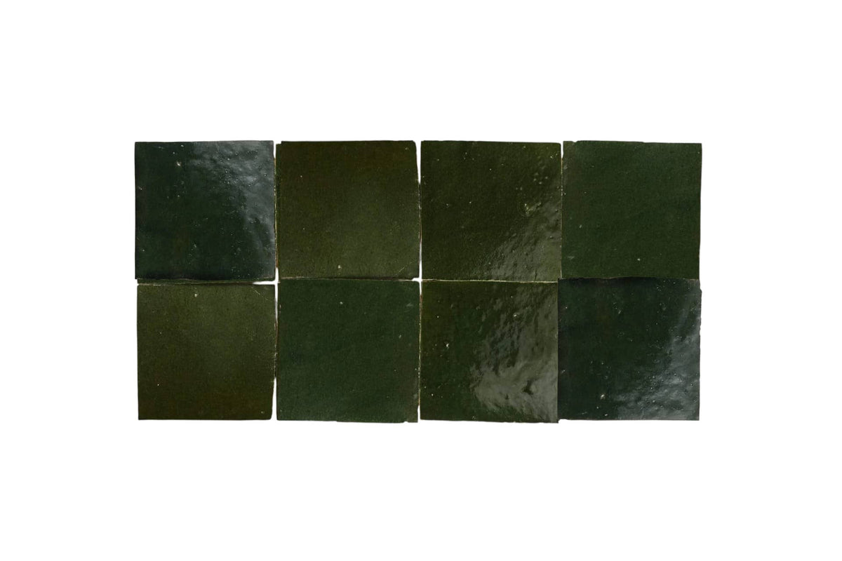 Moroccan Zellige Tile – Square – Olive Clay