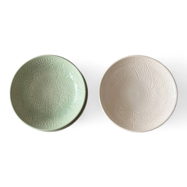 Premium Hand-Engraved Moroccan Bowls with Floral Motifs (20 cm Diameter)