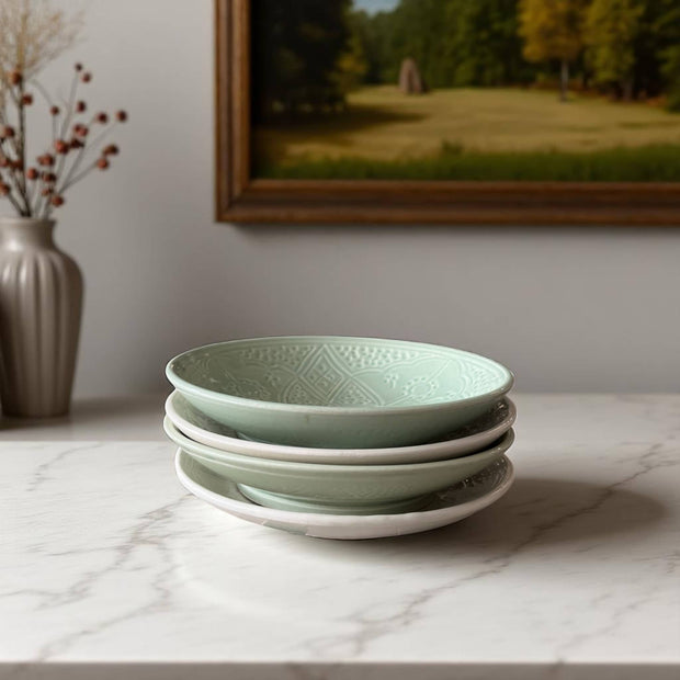 Premium Hand-Engraved Moroccan Bowls with Floral Motifs (20 cm Diameter)