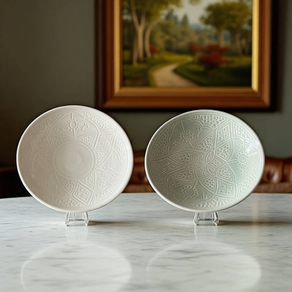 Premium Hand-Engraved Moroccan Bowls with Floral Motifs (20 cm Diameter)