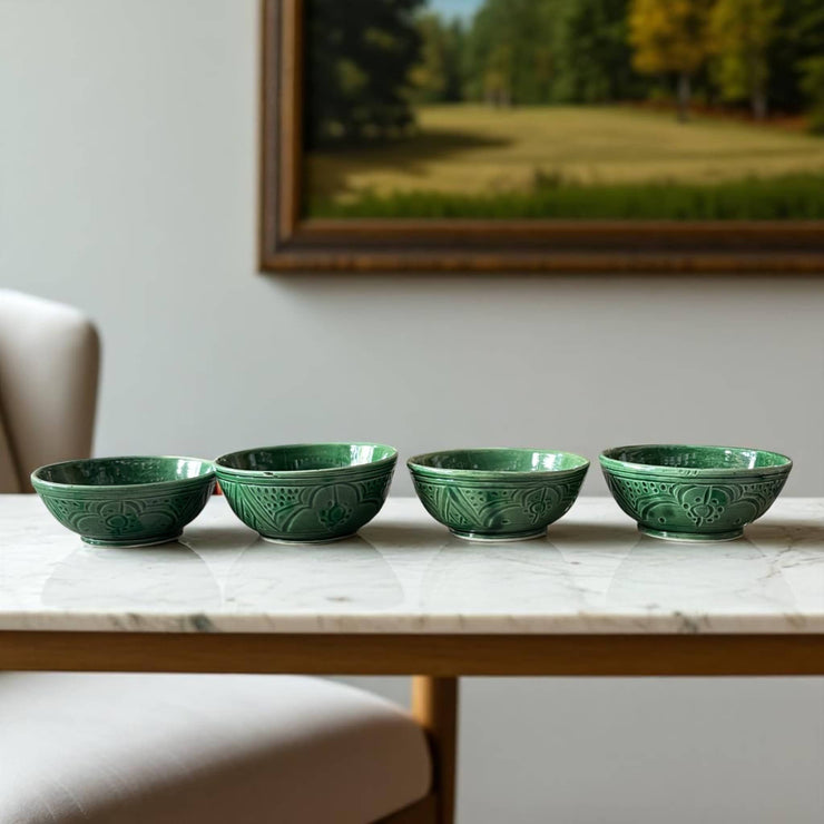 Premium Hand-Engraved Emerald Green Moroccan Bowl (Available in 2 Sizes)