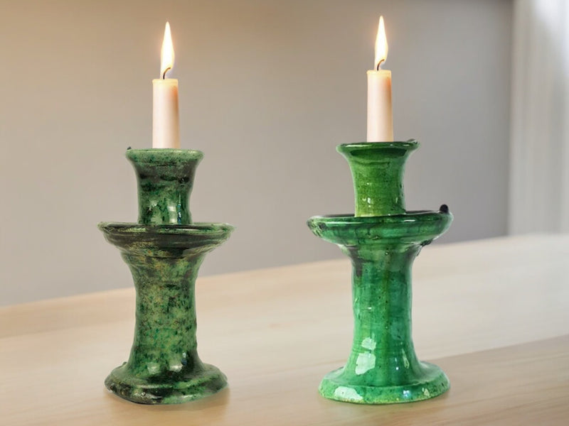 Tamegroute Green Candlestick Holders