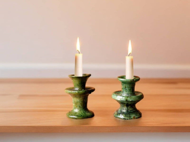 Tamegroute Green Candlestick Holders