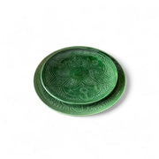 Premium Hand-Engraved Emerald Green Moroccan Plates with Floral Motifs