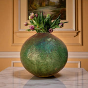 Authentic Tamegroute Green Glazed Round Vase (23 cm H x 23 cm Dia)