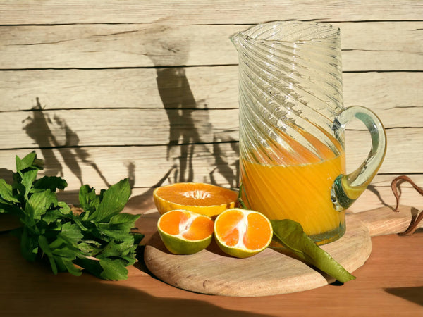 Handcrafted Sustainable Beldi Jug: Unique Recycled Glassware from Marrakesh