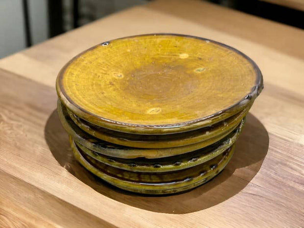 Discover Authentic Tamegroute Ochre Glazed Pottery: Set of 6 Plates