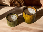 Luxury Handmade Moroccan Shaded Ochre Tamegroute Scented Soy Wax Candle with Ceramic Holder