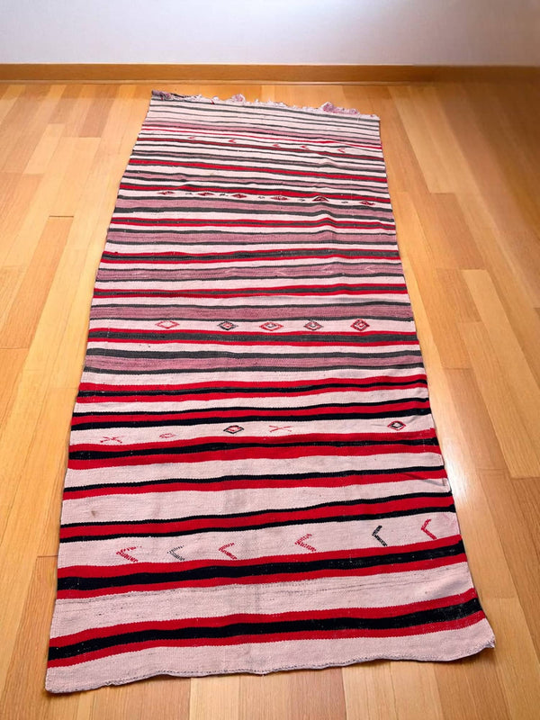 Handwoven Vintage Moroccan Kilim Rug (10.4 x 4.7 ft)
