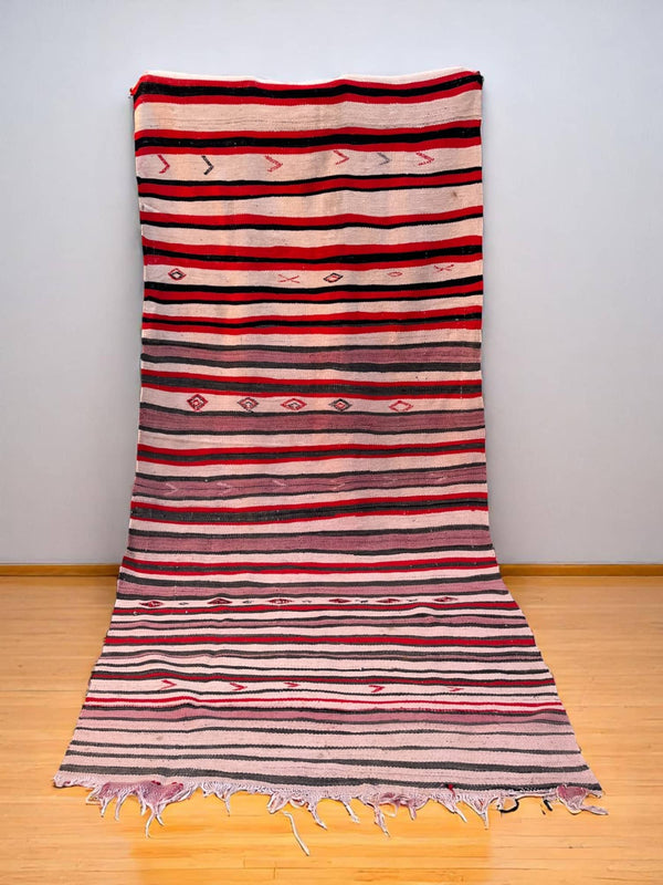 Handwoven Vintage Moroccan Kilim Rug (10.4 x 4.7 ft)