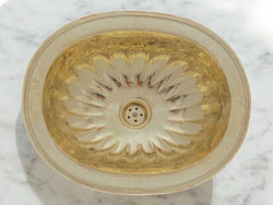 Handcrafted Petal Etched Oval Solid Brass Sink – Drop-In Customizable Kitchen Sink