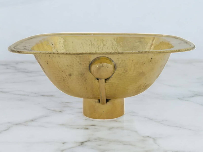 Hammered Brass Sink – Square Drop-in Antique Brass Bathroom Sink