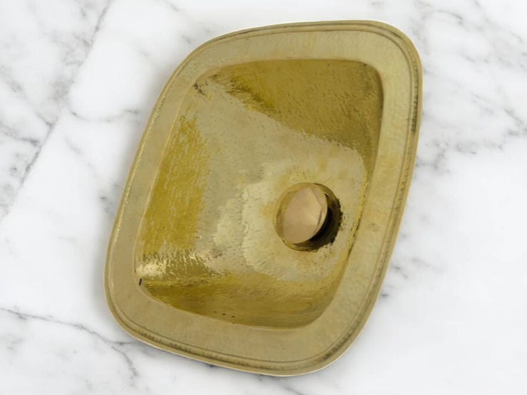 Hammered Brass Sink – Square Drop-in Antique Brass Bathroom Sink