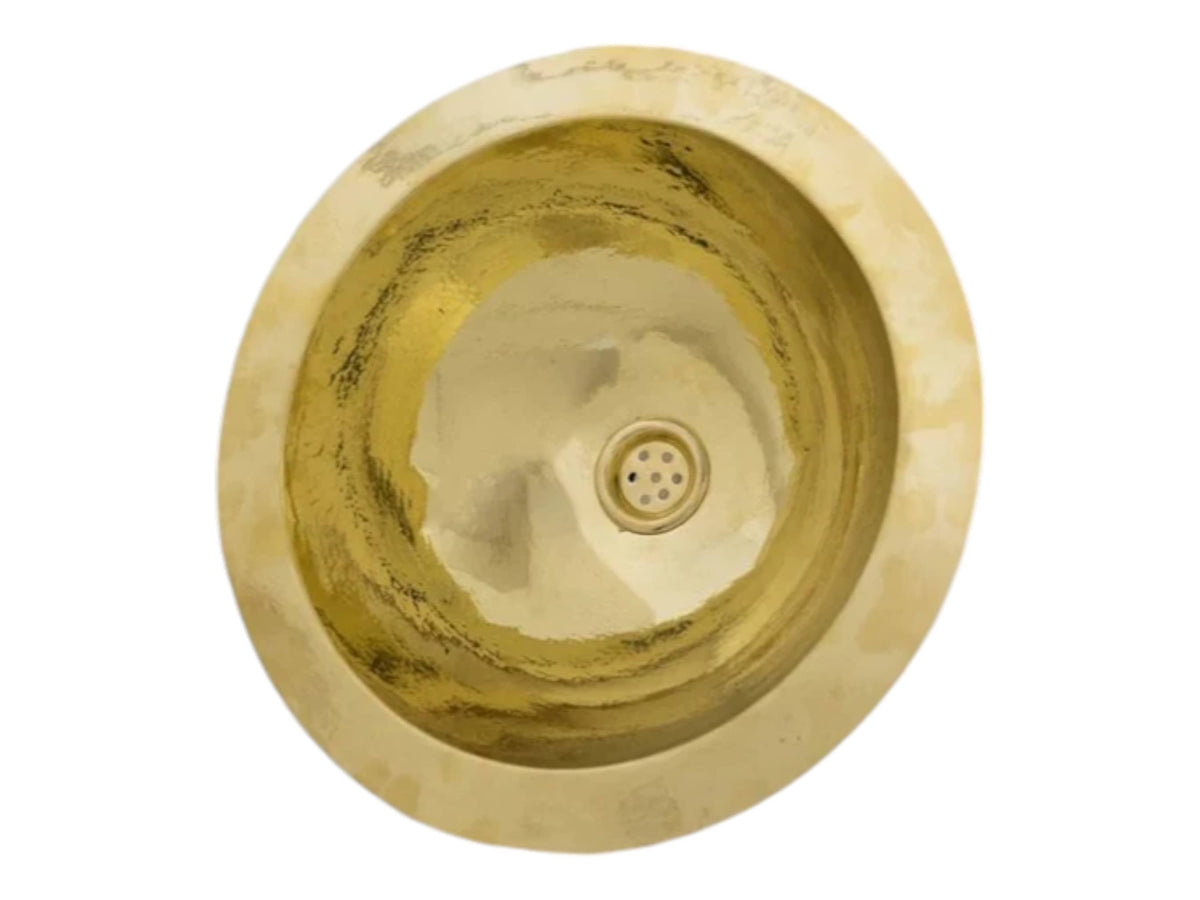 Moroccan Golden Brass Hammered Sink – Handmade Round Drop-In Sink