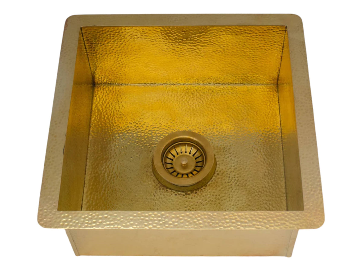 Solid Unlacquered Brass Undermount Hammered Sink – Kitchen Bar Sink, Island Sink, Outdoor Sink
