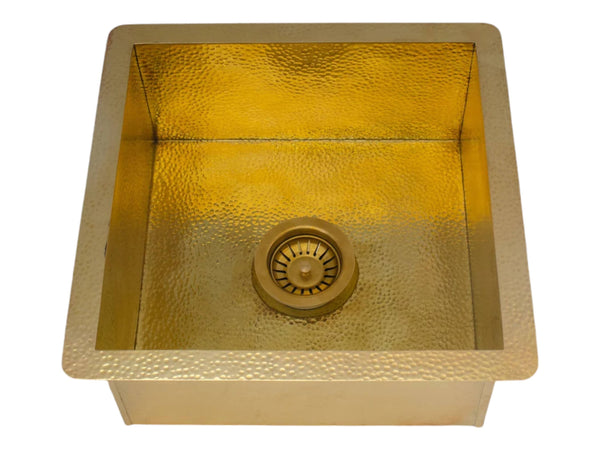 Solid Unlacquered Brass Undermount Hammered Sink – Kitchen Bar Sink, Island Sink, Outdoor Sink
