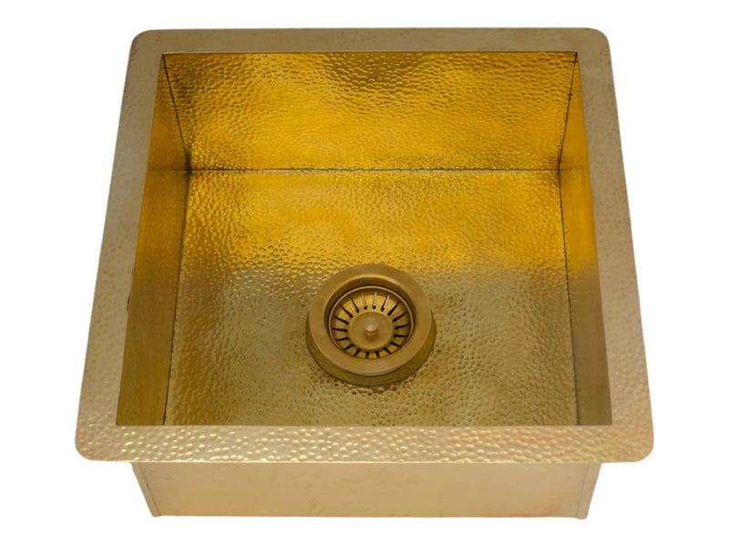 Solid Unlacquered Brass Undermount Hammered Sink – Kitchen Bar Sink, Island Sink, Outdoor Sink
