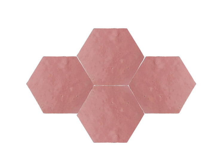 Deep Pink Zellige Hexagon Accent Wall