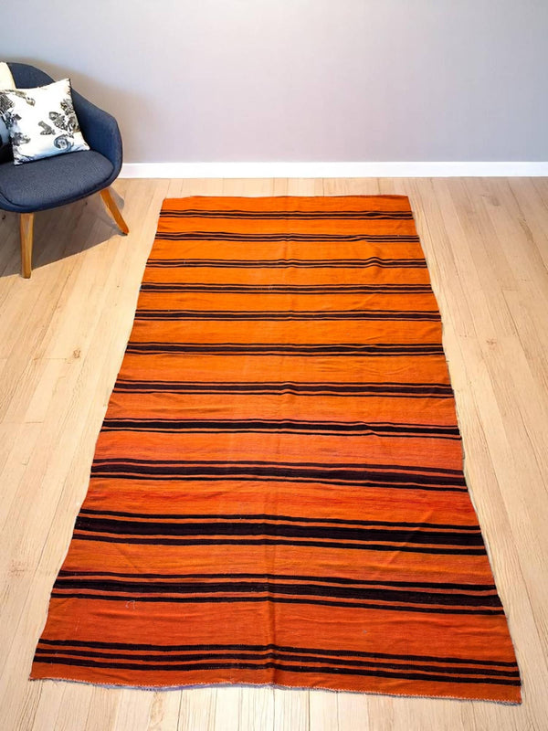  Handwoven Moroccan Kilim Rug (11.4 x 5.6 ft)