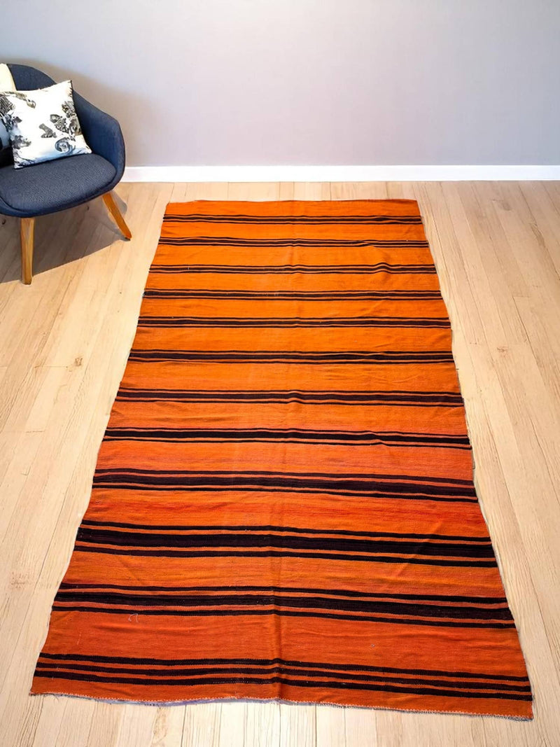  Handwoven Moroccan Kilim Rug (11.4 x 5.6 ft)