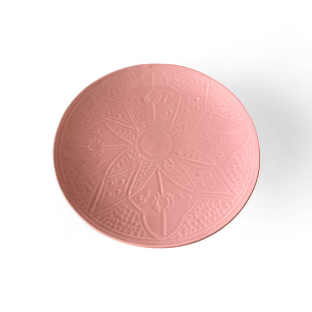 Premium Hand-Engraved Rose Pink Moroccan Plate (25 cm Diameter)