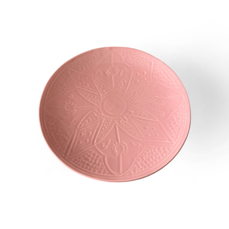 Premium Hand-Engraved Rose Pink Moroccan Plate (25 cm Diameter)