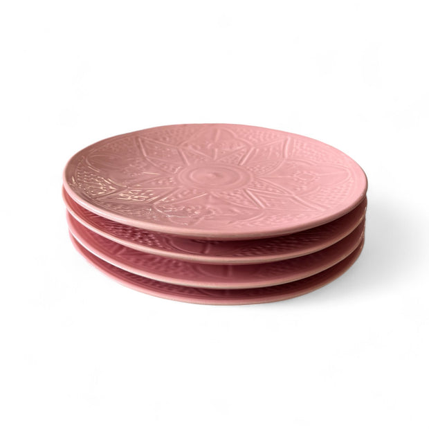 Premium Hand-Engraved Rose Pink Moroccan Plate (25 cm Diameter)