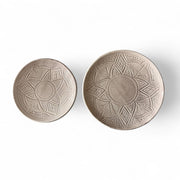 Premium Hand-Engraved Neutral Moroccan Plates with Floral Motifs (Set of 2 - 20/25 cm)