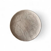 Premium Hand-Engraved Neutral Moroccan Plates with Floral Motifs (Set of 2 - 20/25 cm)