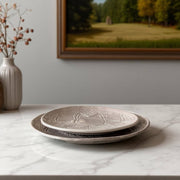Premium Hand-Engraved Neutral Moroccan Plates with Floral Motifs (Set of 2 - 20/25 cm)
