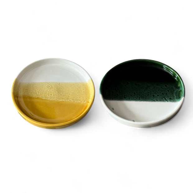 Handmade Two-Toned Moroccan Plates with Speckled Finish