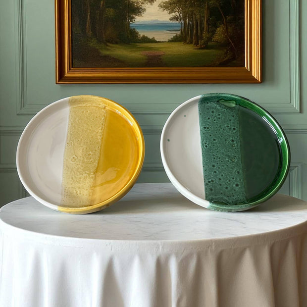 Handmade Two-Toned Moroccan Plates with Speckled Finish