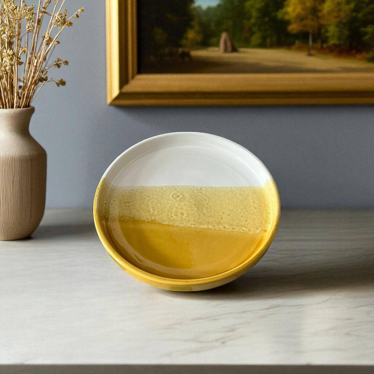 Handmade Two-Toned Moroccan Plates with Speckled Finish