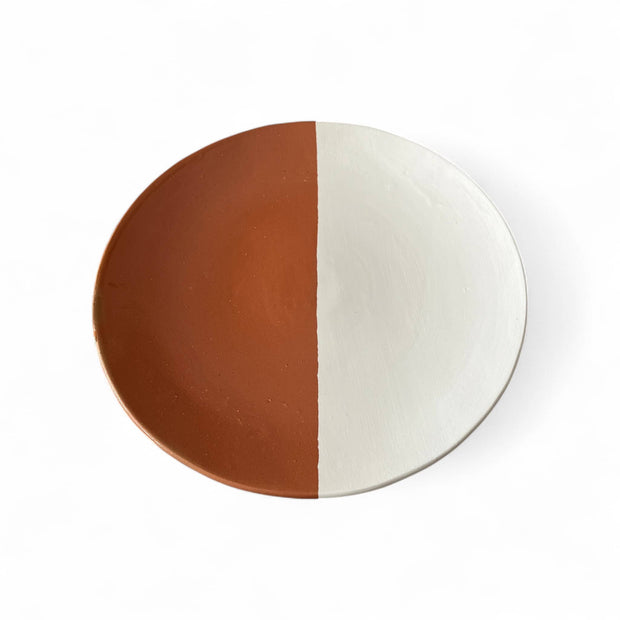 Handmade Two-Toned Terracotta & White Moroccan Plates (Available in 3 Sizes)