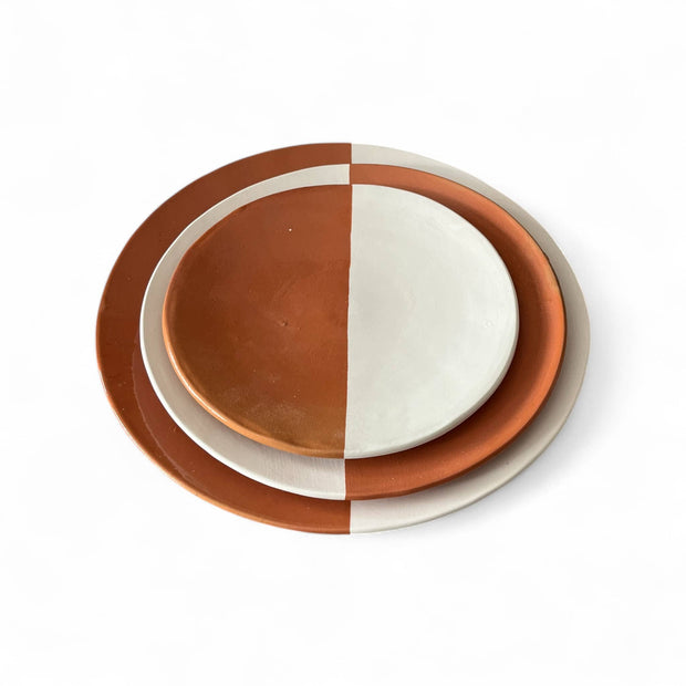 Handmade Two-Toned Terracotta & White Moroccan Plates (Available in 3 Sizes)