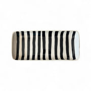 handmade and handpainted black and white striped serving platter
